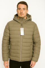Hollister Men’s Puffer Jacket with Hood – Khaki
