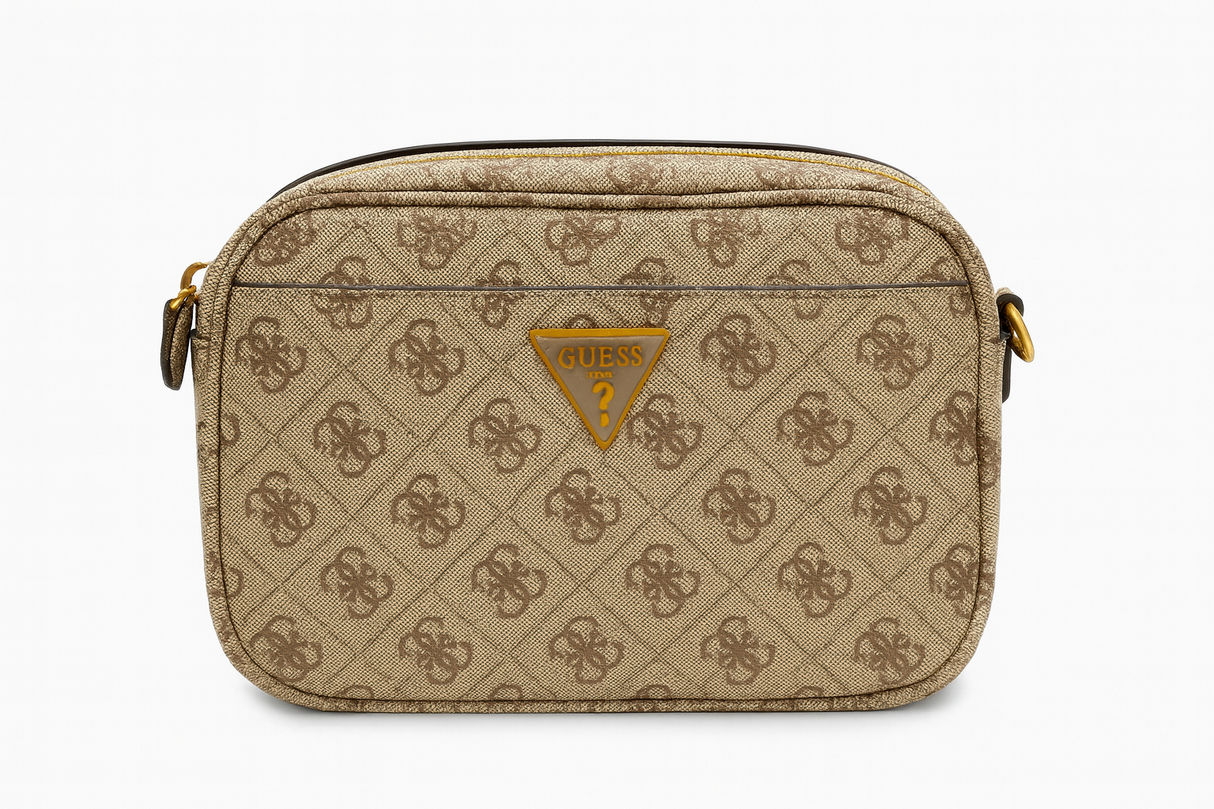 Guess Monogram Crossbody Bag – Brown