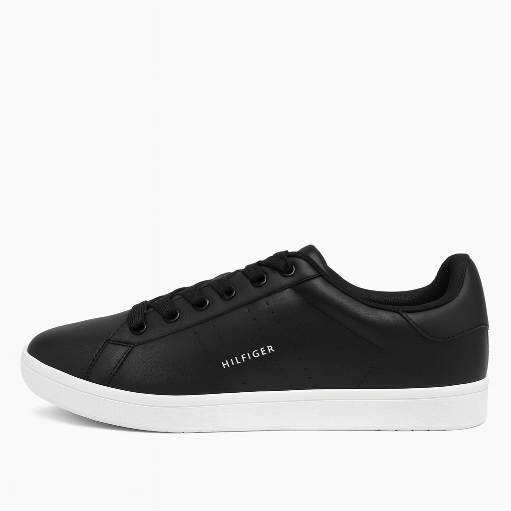 Tommy Hilfiger Black Leather Sneakers – Minimalist Urban Style