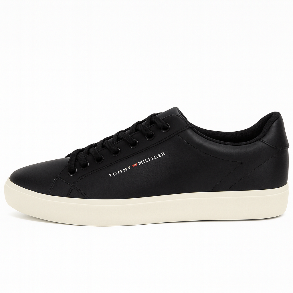 Tommy Hilfiger Men’s Black Leather Casual Sneaker