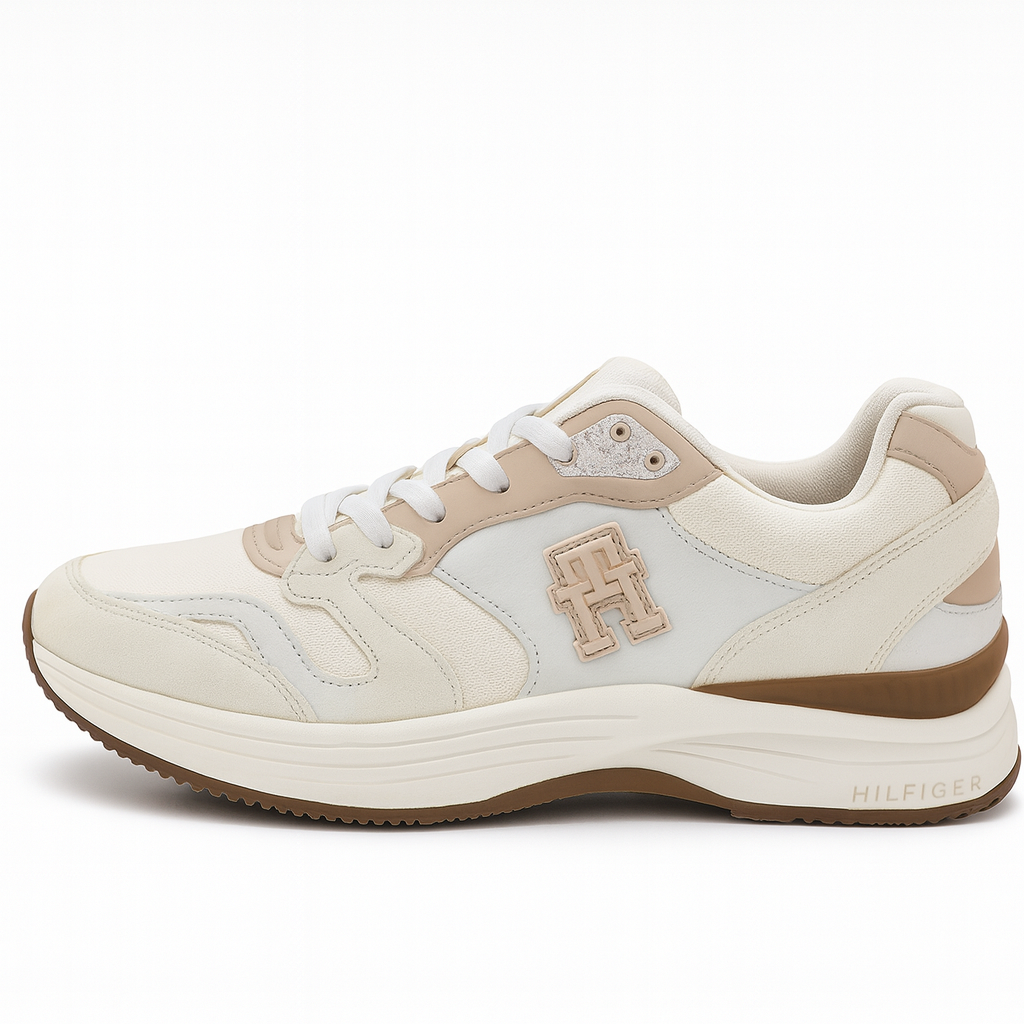 Tommy Hilfiger Beige & White Runner Sneakers for Men