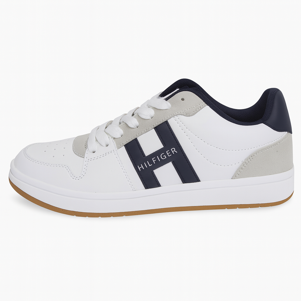 Tommy Hilfiger Men’s White Sneakers with Navy