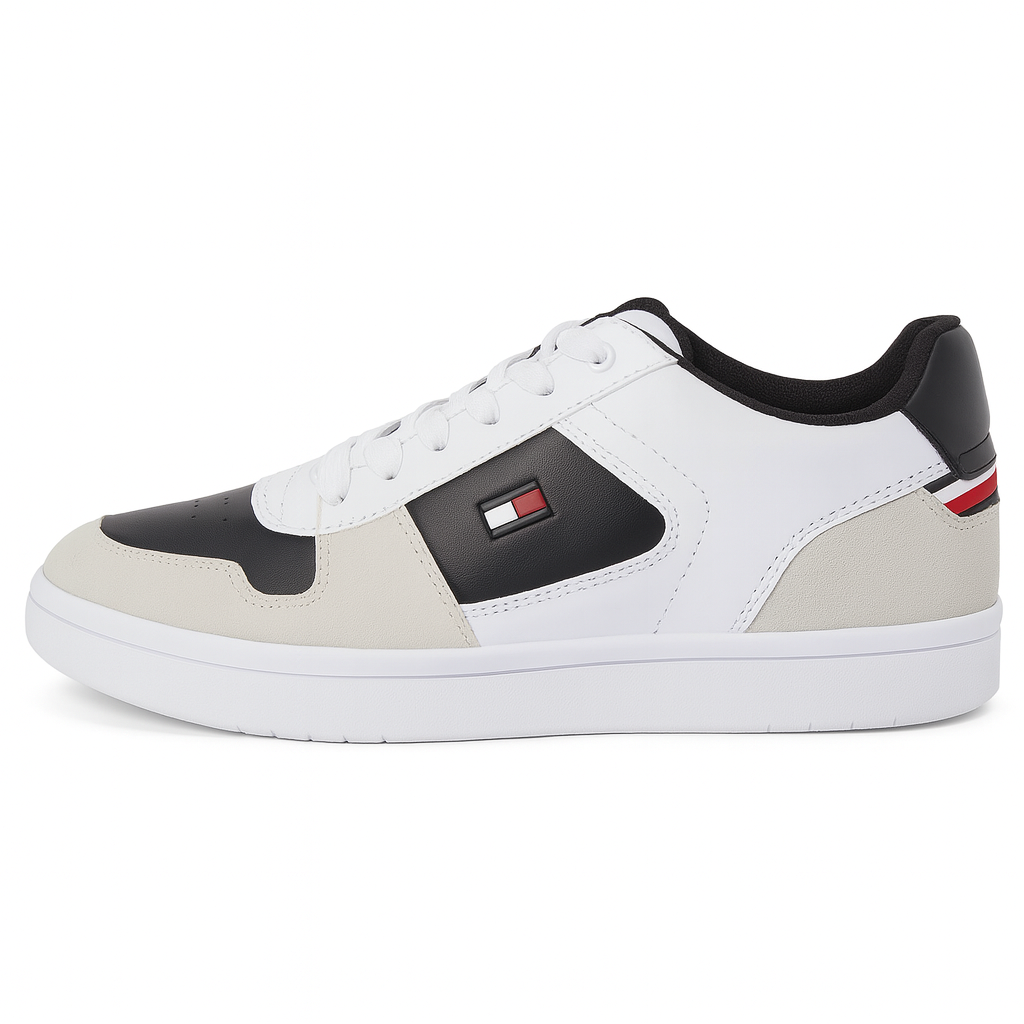 Tommy Hilfiger Men's Casual Sneakers – White, Black & Beige