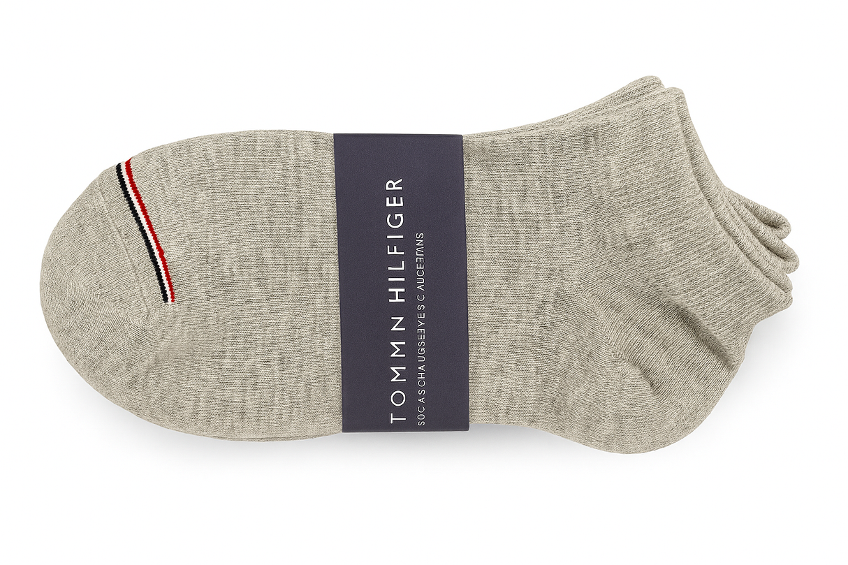 Tommy Hilfiger Men's Heather Grey Ankle Socks with Stripe Detail