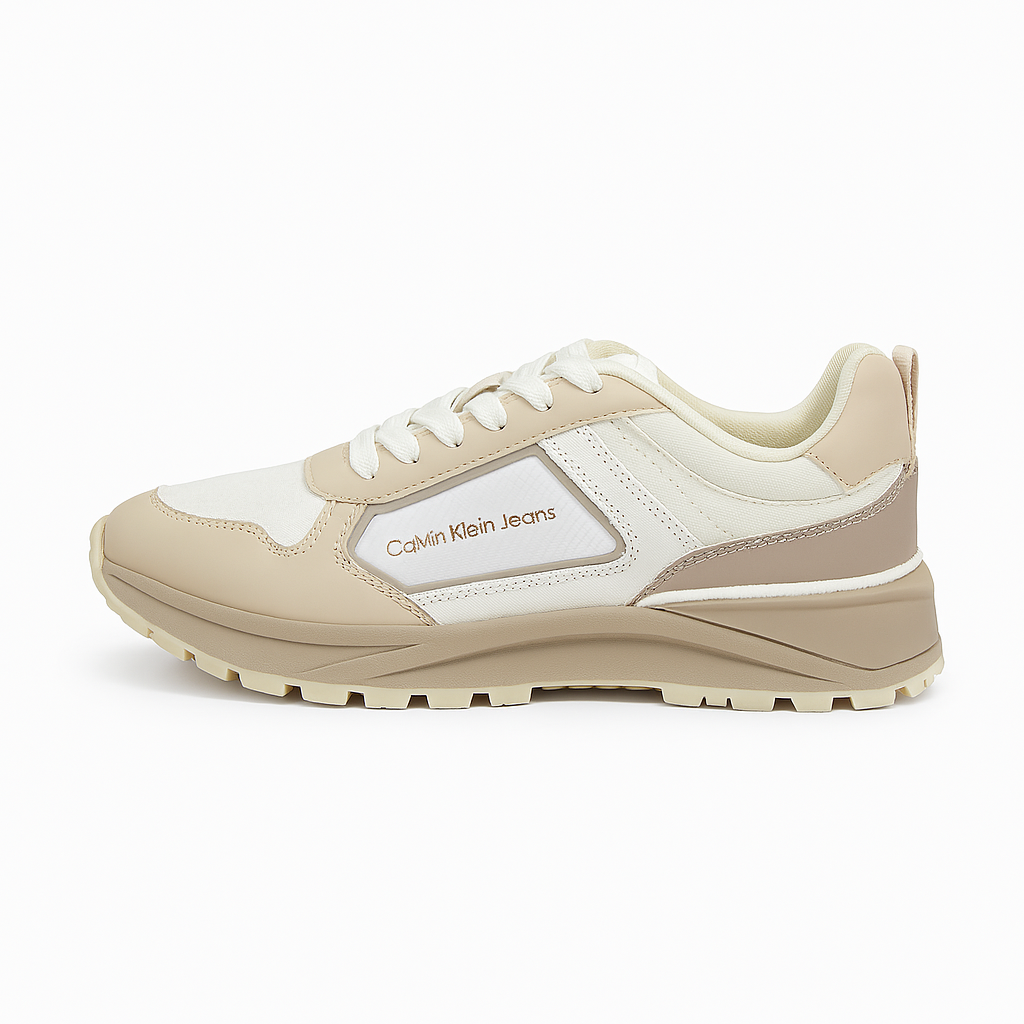 Calvin Klein Jeans Women’s Beige & White Running Sneakers