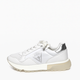 GUESS Women’s White Chunky Sneakers with Metallic Silver Accent
