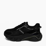 GUESS Women's Black Chunky Sneakers with Gold Accents