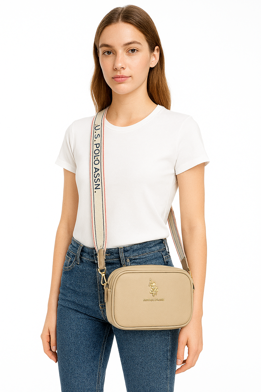 U.S. Polo Assn. Striped‑Stitch Mini Crossbody