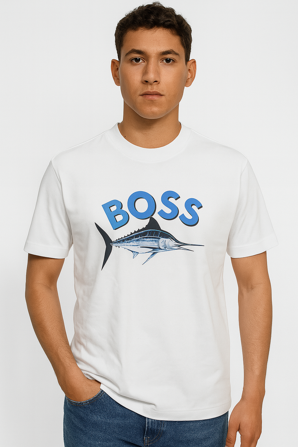 HUGO BOSS Men’s Marlin Graphic Logo Tee