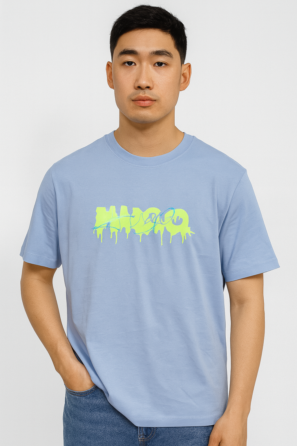 HUGO Men’s Neon Graffiti Logo Tee