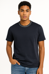 HUGO BOSS Men’s Contrast‑Trim Crewneck Tee
