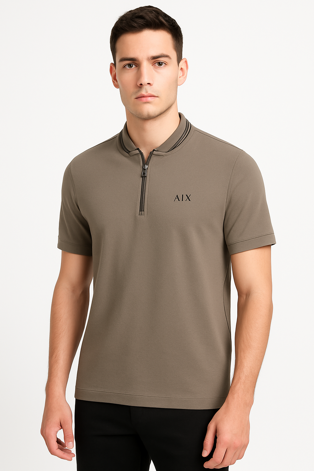 Armani Exchange Men’s Zip‑Front Piqué Polo Shirt