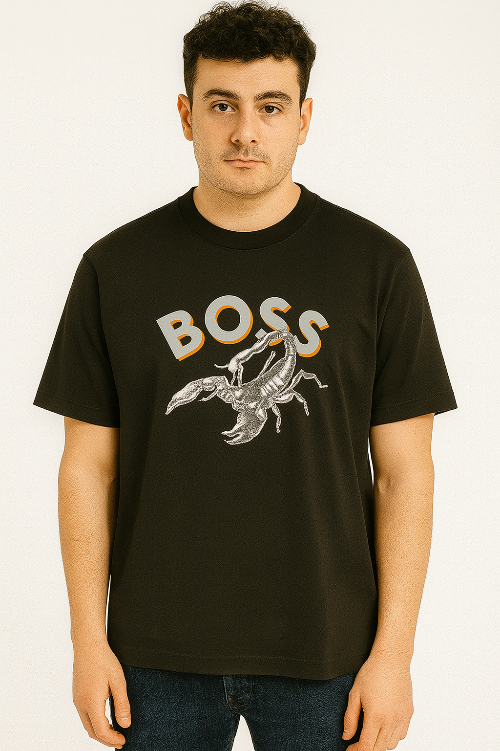 HUGO BOSS Men's Black Regular Fit Graphic T-Shirt – Scorpion Print