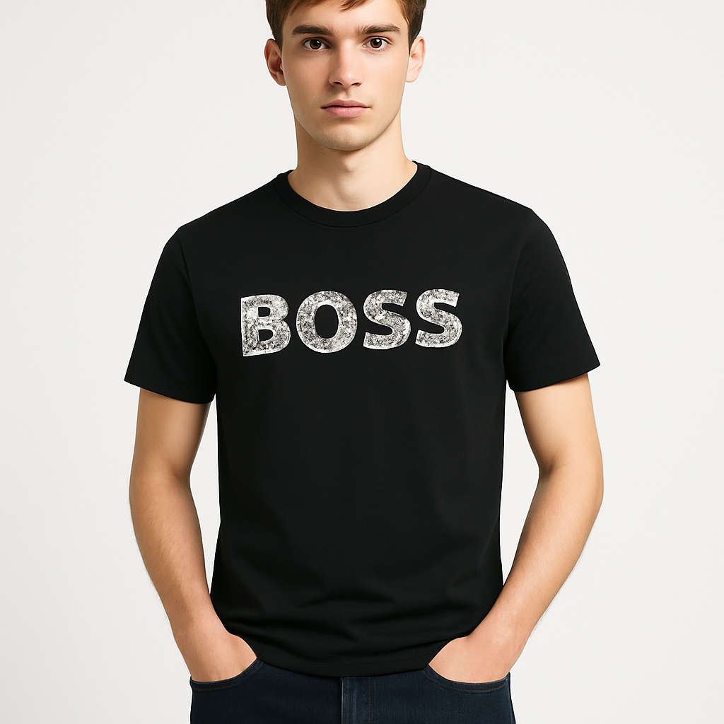 Hugo Boss Men’s Regular Fit Distressed Logo Tee