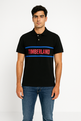 Timberland Men’s Black Striped Logo Polo