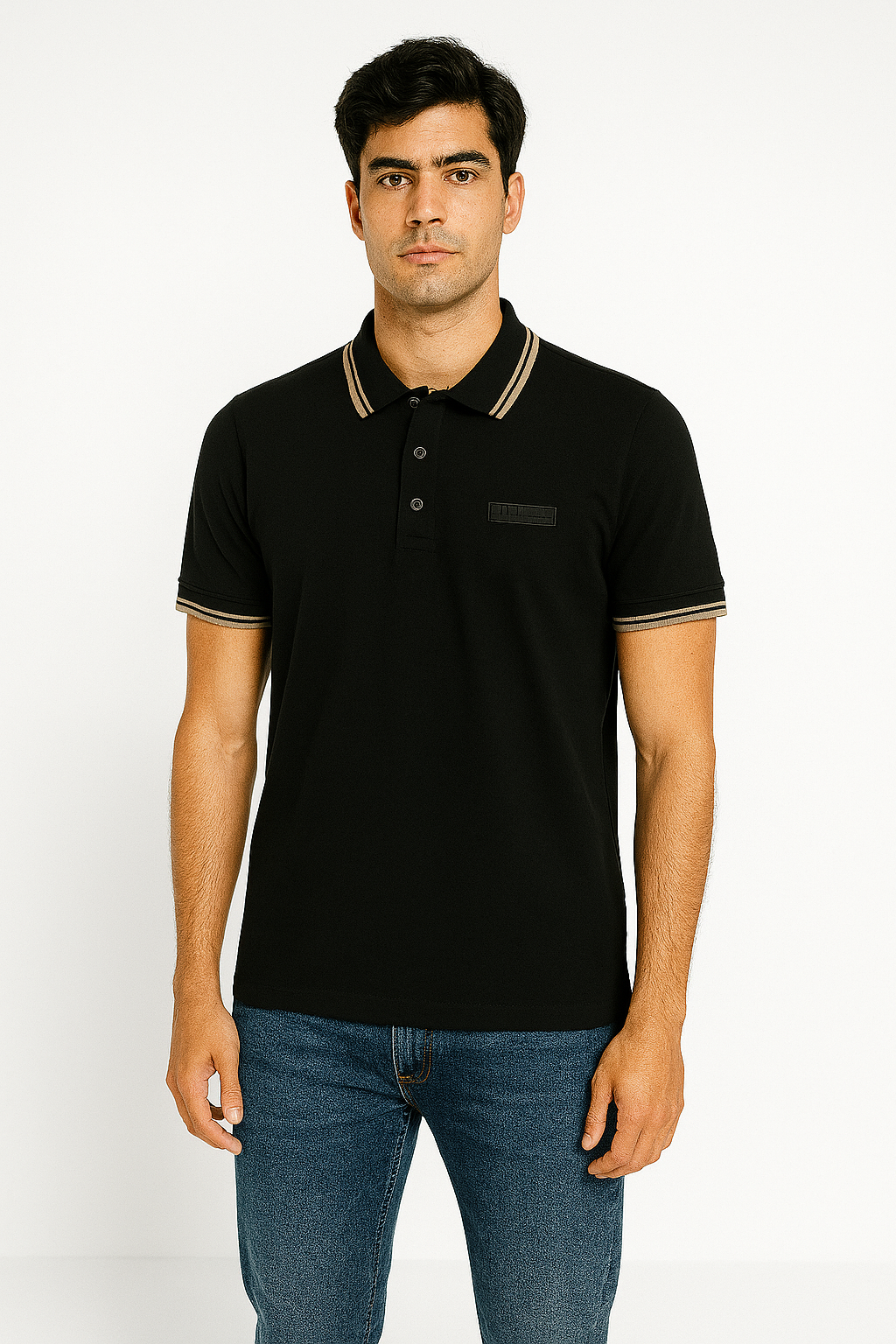 Armani Exchange Men’s Black Contrast-Trim Polo