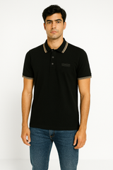 Armani Exchange Men’s Black Contrast-Trim Polo