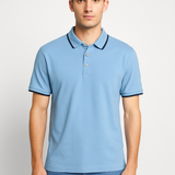 Armani Exchange Men’s Light Blue Contrast‑Trim Polo