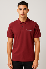 Timberland Men’s Burgundy Logo Piqué Polo