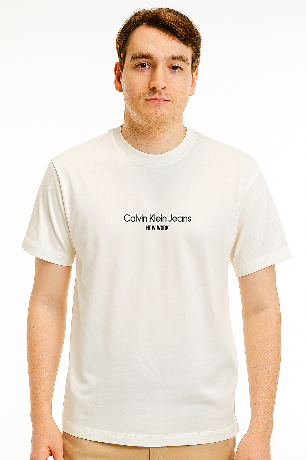 Calvin Klein Jeans Men's White T-Shirt – New York Logo
