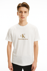Calvin Klein Jeans White T-Shirt – Gold CK Logo