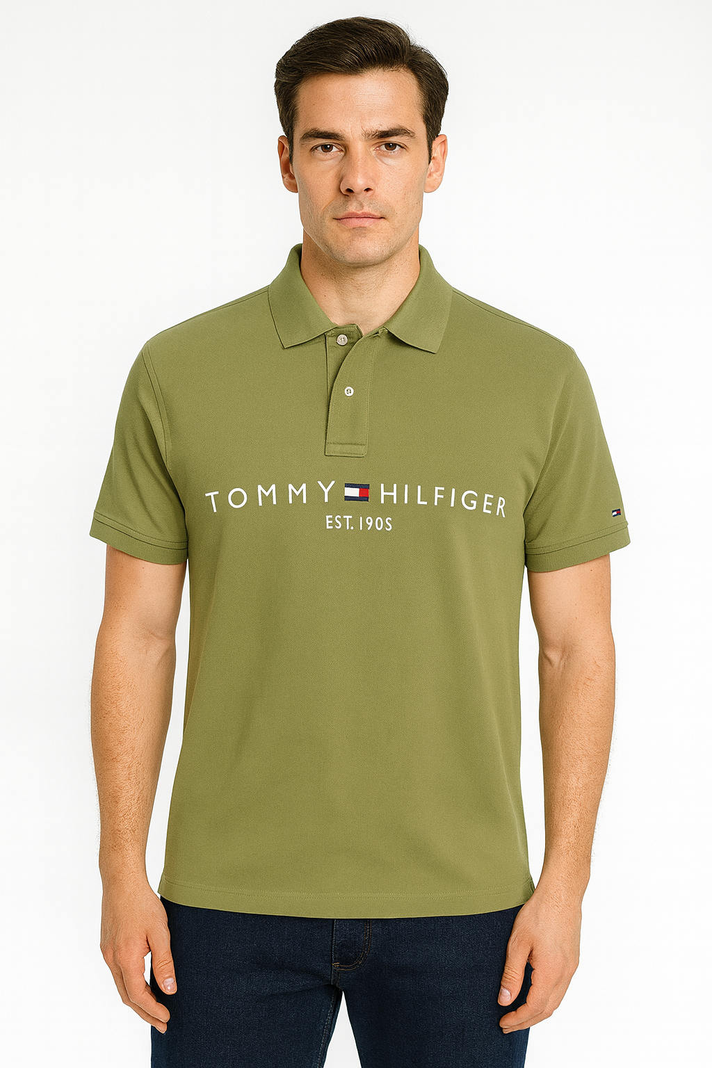 Tommy Hilfiger Olive Green Polo Shirt – EST. 1985 Edition