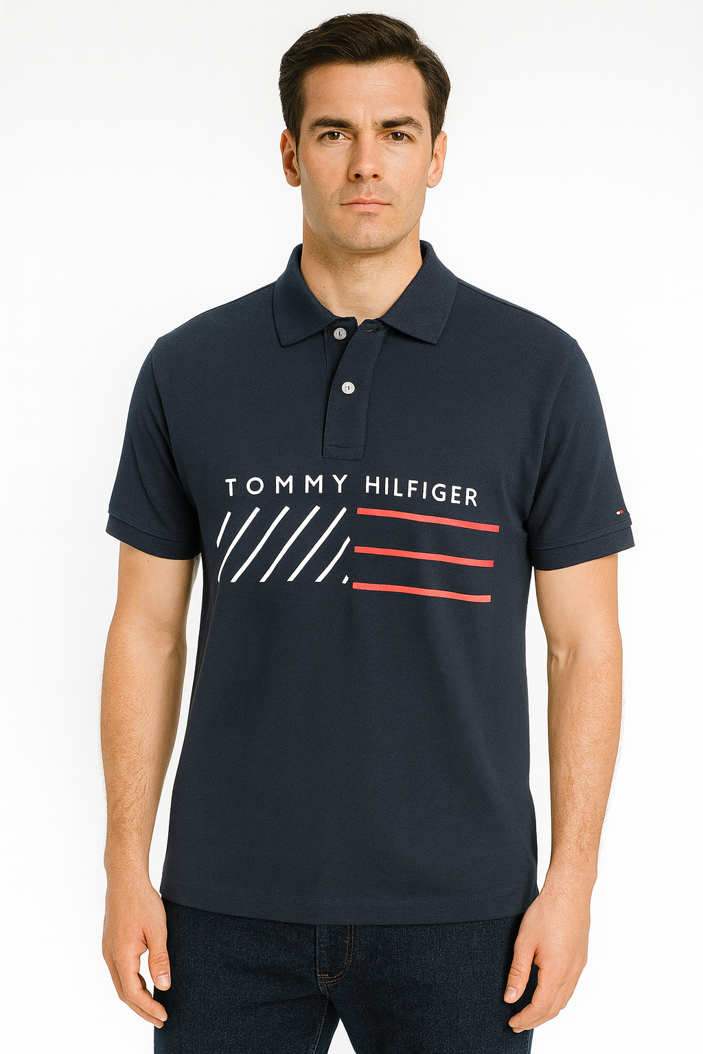 Tommy Hilfiger Navy Graphic Polo Shirt