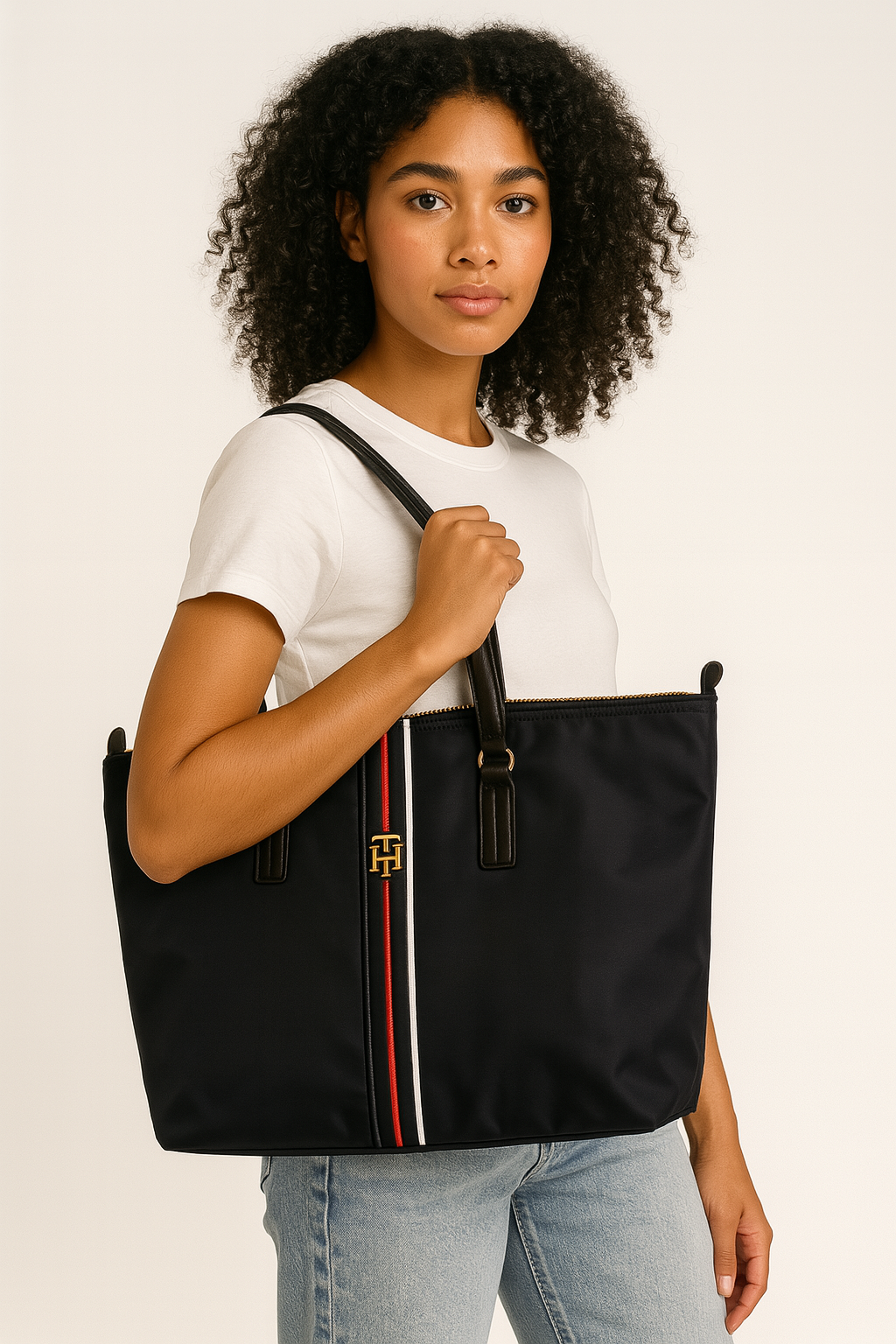 Tommy Hilfiger Women’s Navy Heritage Stripe Nylon Tote