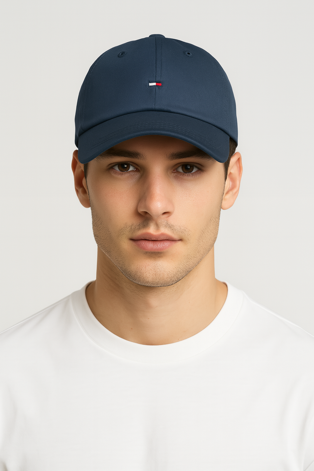 Tommy Hilfiger Flag-Embroidered Navy Twill Baseball Cap