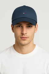 Tommy Hilfiger Flag-Embroidered Navy Twill Baseball Cap