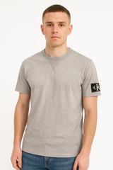 Calvin Klein Men’s Regular Fit Heather Grey Logo-Patch T-Shirt
