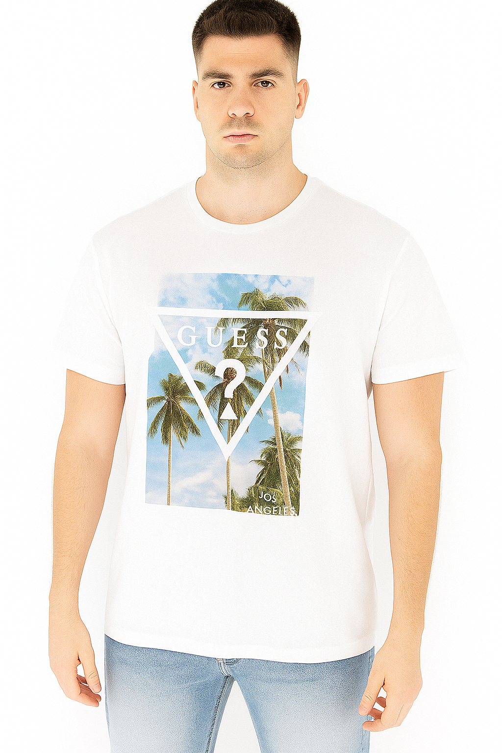 Guess Tropical Logo Graphic Tee – White