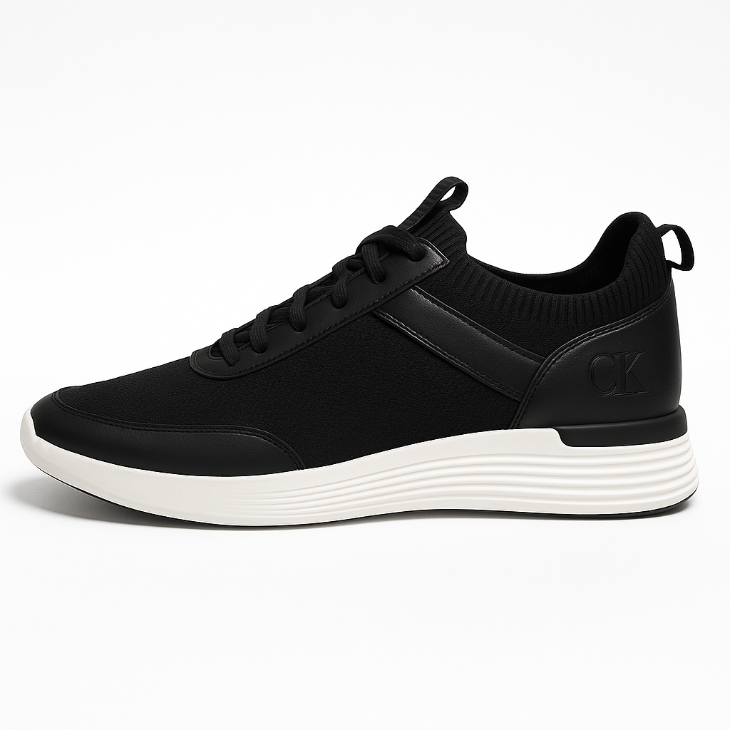 Calvin Klein Men’s Black Knit & Leather Sneaker