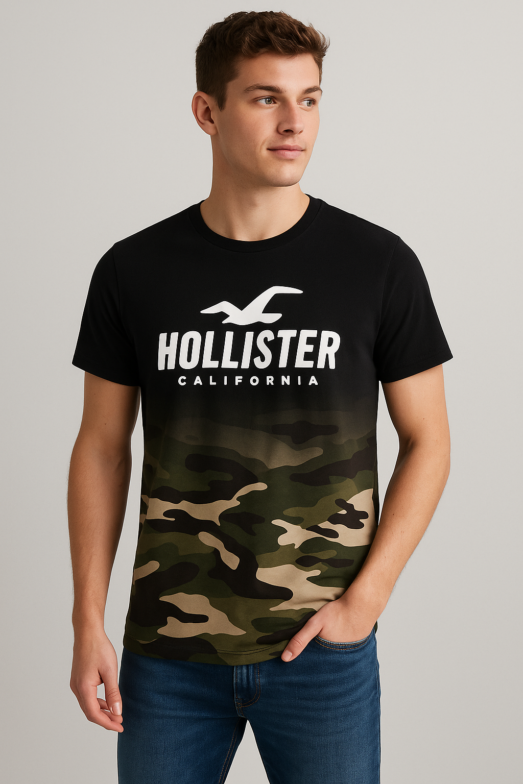 Hollister Men’s Classic Logo T-Shirt  Soft Cotton Relaxed Fit Tee