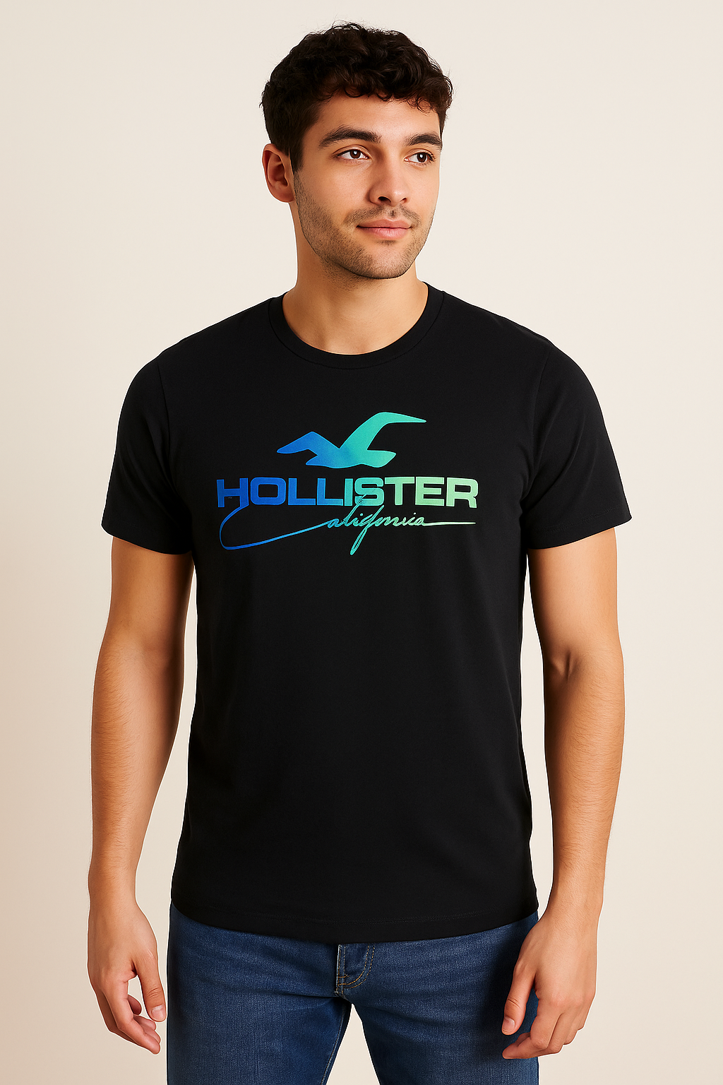 Hollister Men’s Classic Logo T-Shirt  Soft Cotton Relaxed Fit Tee