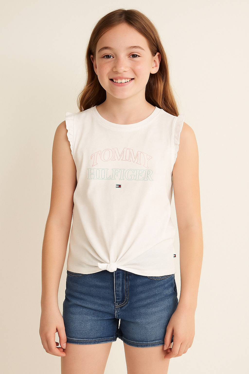 Tommy Hilfiger Girls’ Pastel Logo Tank – White