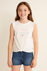 Tommy Hilfiger Girls’ Pastel Logo Tank – White