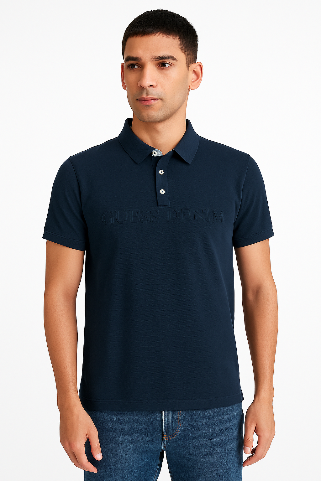 GUESS Men's Navy Blue Polo Shirt
