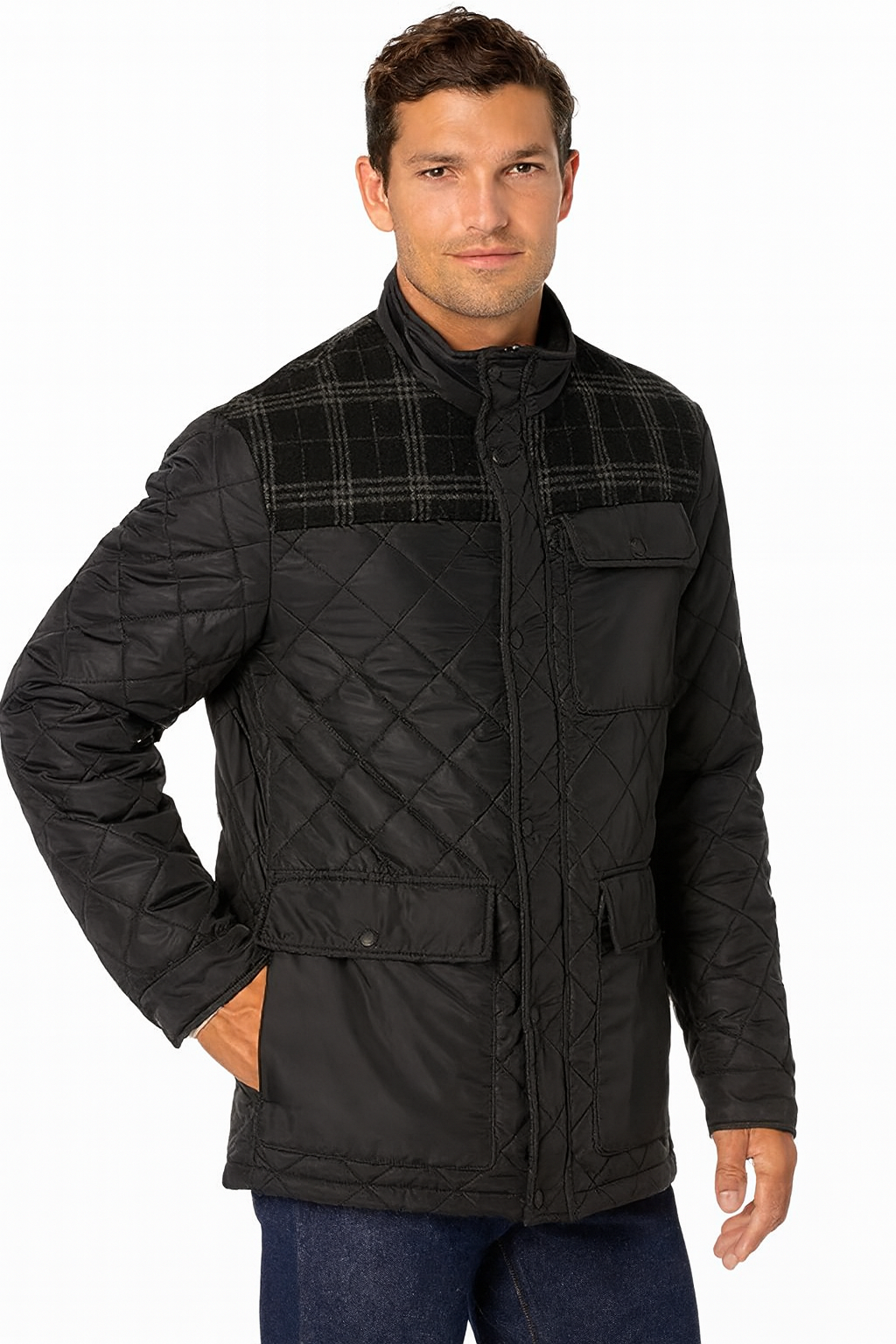Cole Haan Men’s Quilted Field Jacket – Black