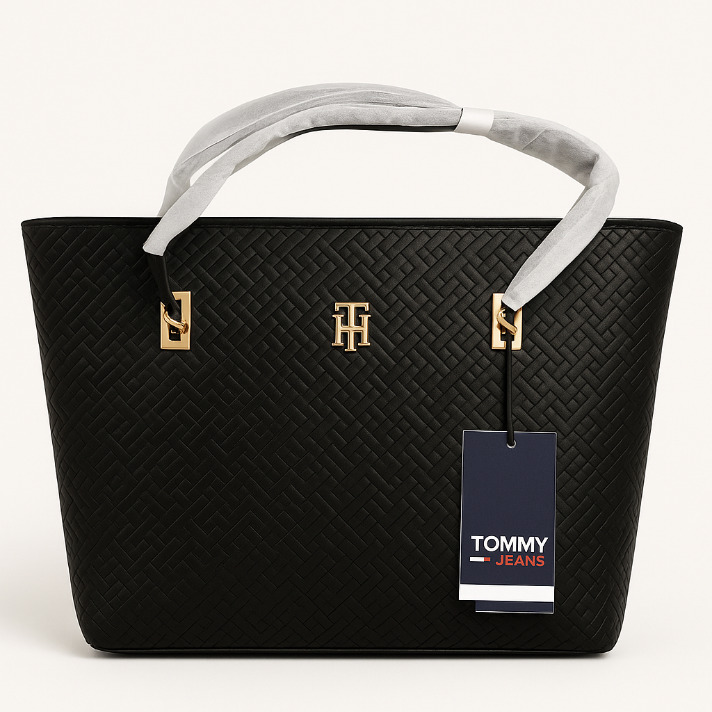 Tommy Jeans Black Embossed Tote Bag