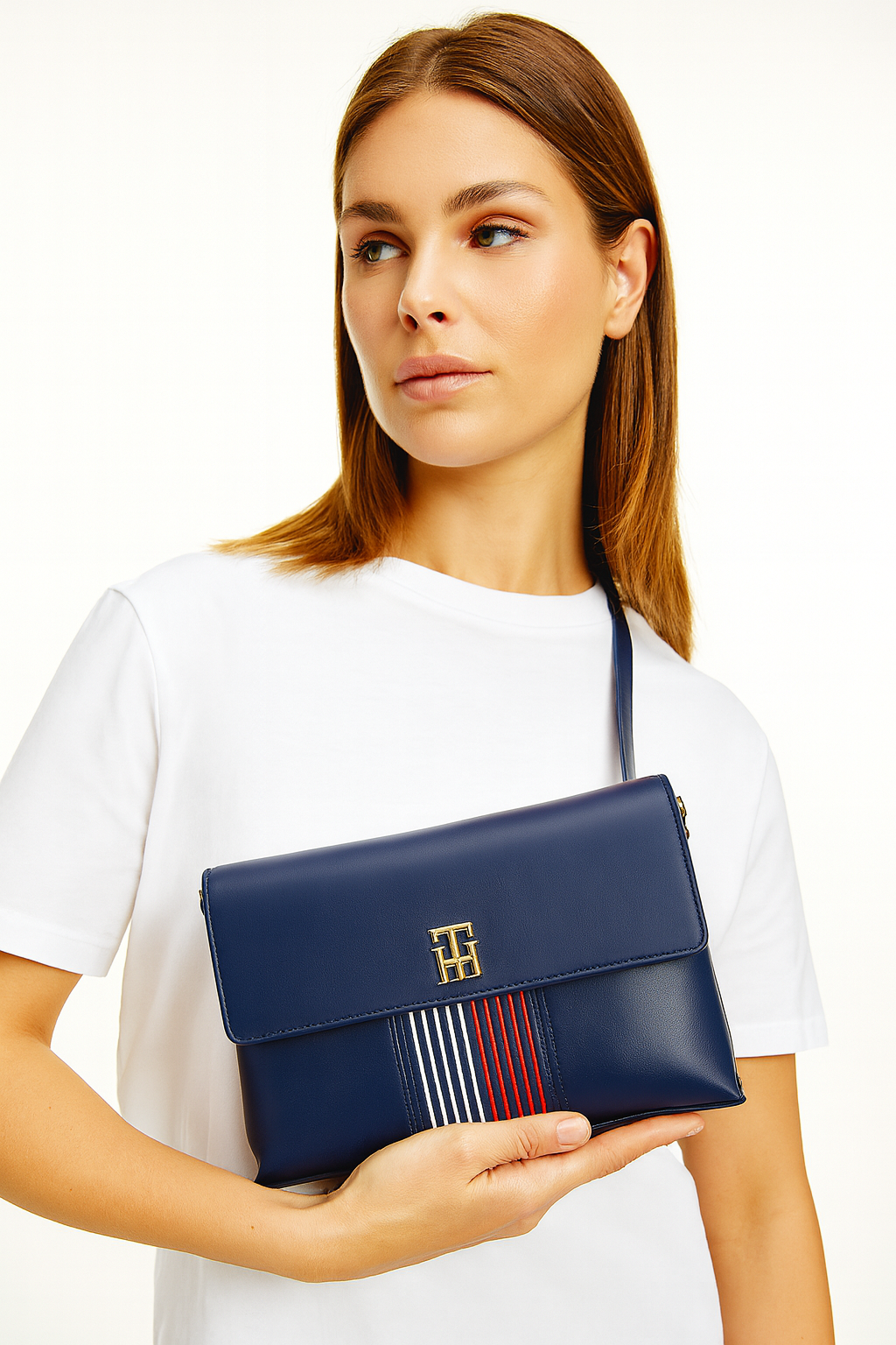 Tommy Hilfiger Navy Stripe Accent Clutch Bag