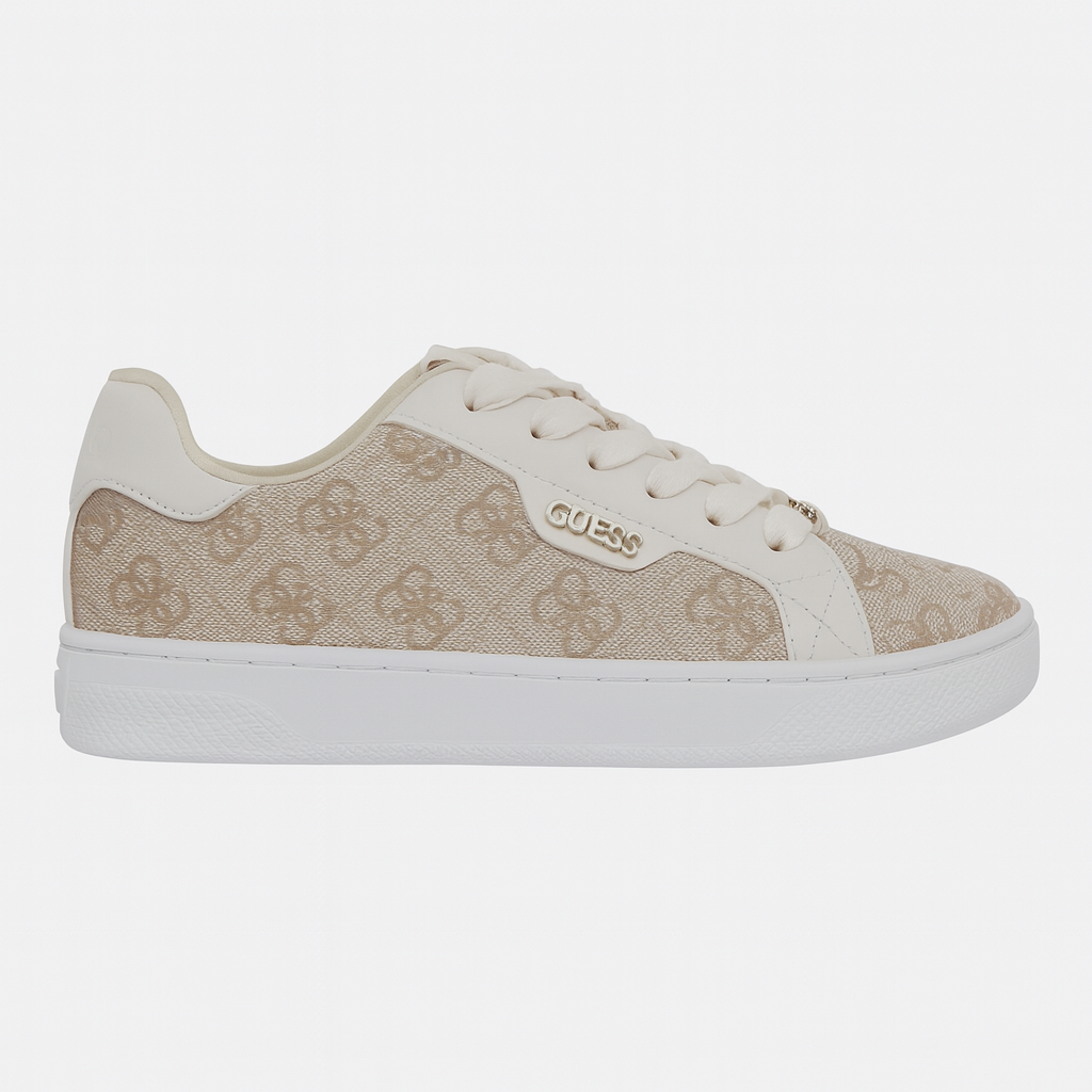 Guess Women’s Beige Monogram Lace-Up Sneakers