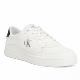 This is a pair of Calvin Klein Jeans Classic Cupsole Tech Ripstop men's sneakers in white with a black heel tab.