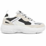 Calvin Klein Jeans Men's Marvin chunky sneakers in white and black suede.