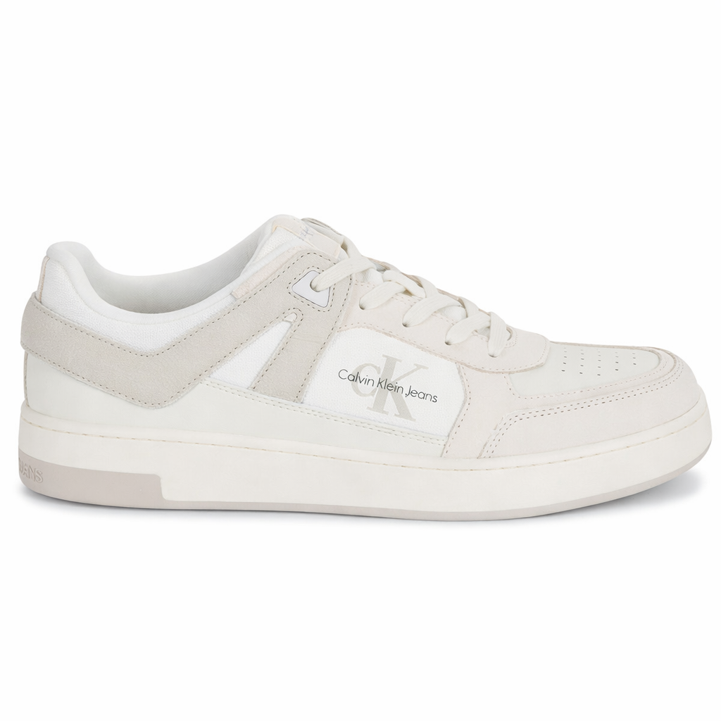 Calvin Klein Jeans Basket Cup Low Laceup  sneakers in white/beige.