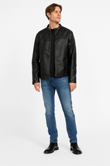 GUESS Men’s Rickie Faux-Leather Biker Jacket – Black