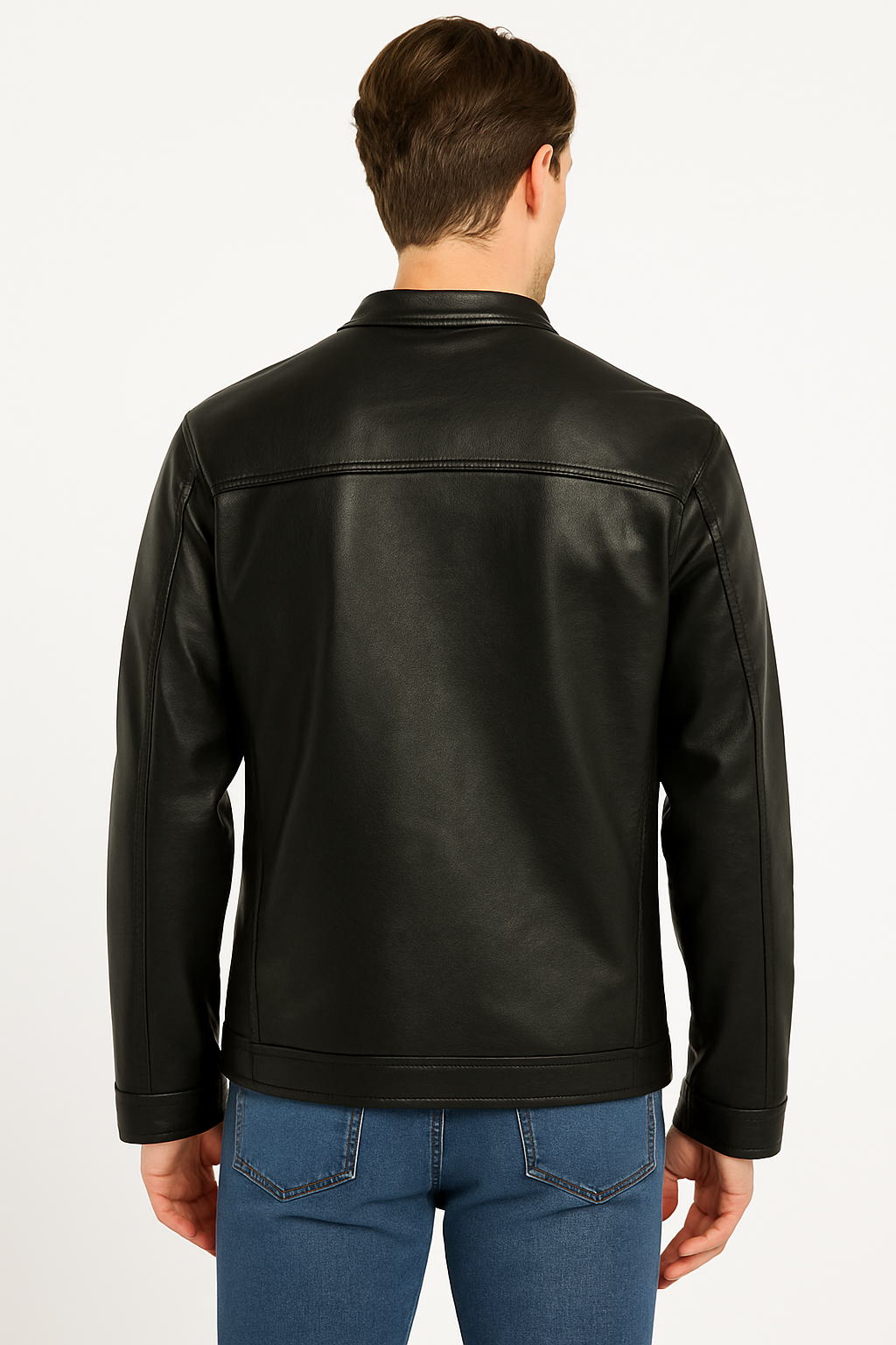 GUESS Men’s Rickie Faux-Leather Biker Jacket – Black