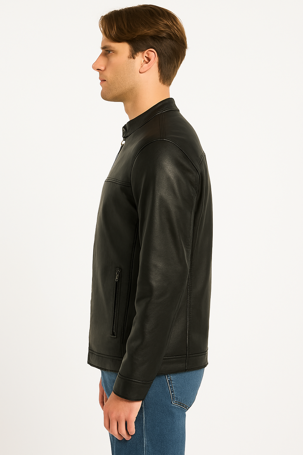 GUESS Men’s Rickie Faux-Leather Biker Jacket – Black