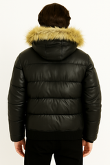 Tommy Hilfiger Black Puffer Jacket with Faux Fur Hood