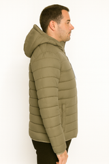 Hollister Men’s Puffer Jacket with Hood – Khaki